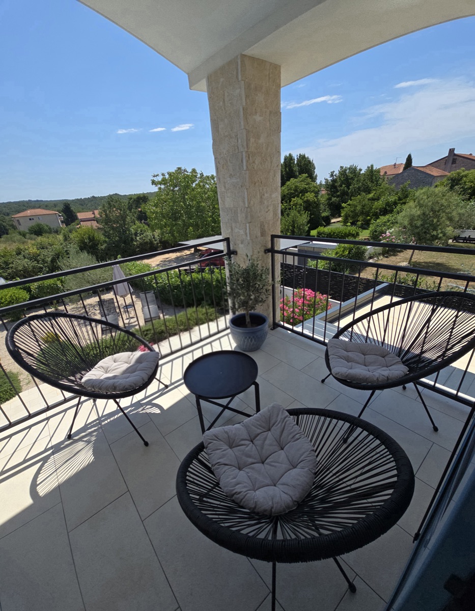Terrace with garden and pool view